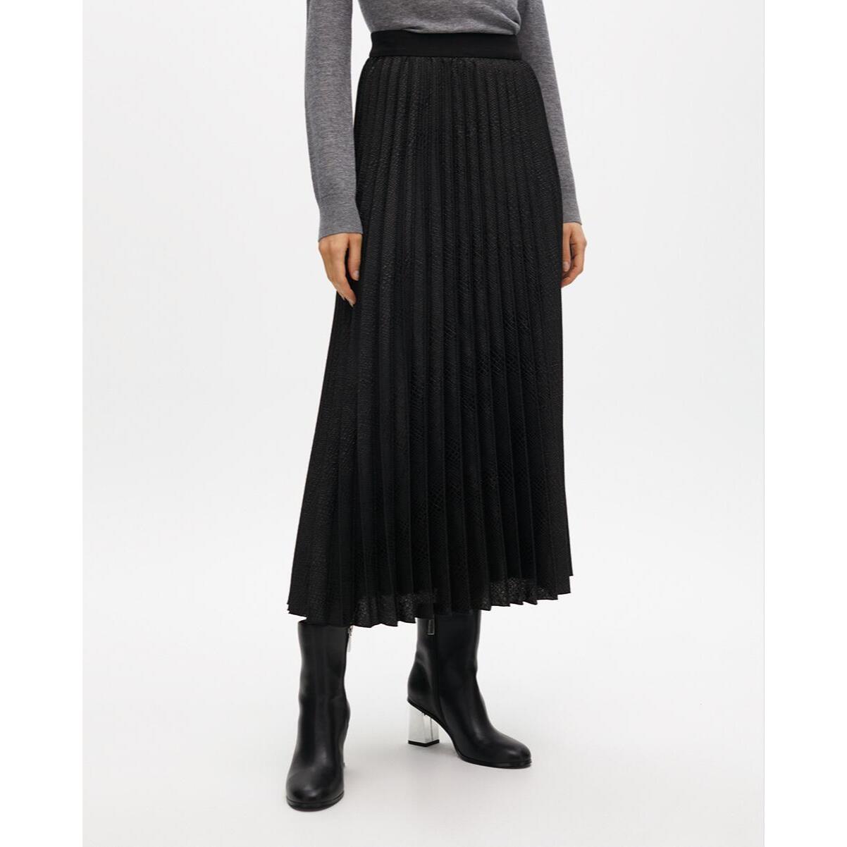 Gonna Midi Plissettata Stampa Animalier