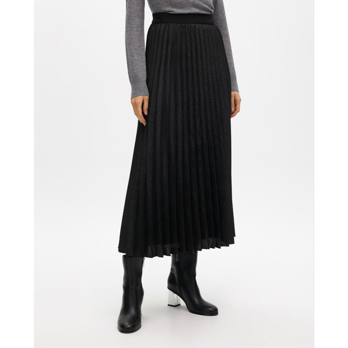 Gonna Midi Plissettata Stampa Animalier