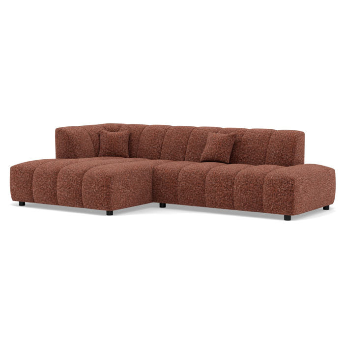 Curtis - canapé d'angle gauche 4 places sans accoudoir en tissu texturé - Terracotta