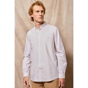 Camicia oxford a righe yale marrone con logo Polo Club ricamato