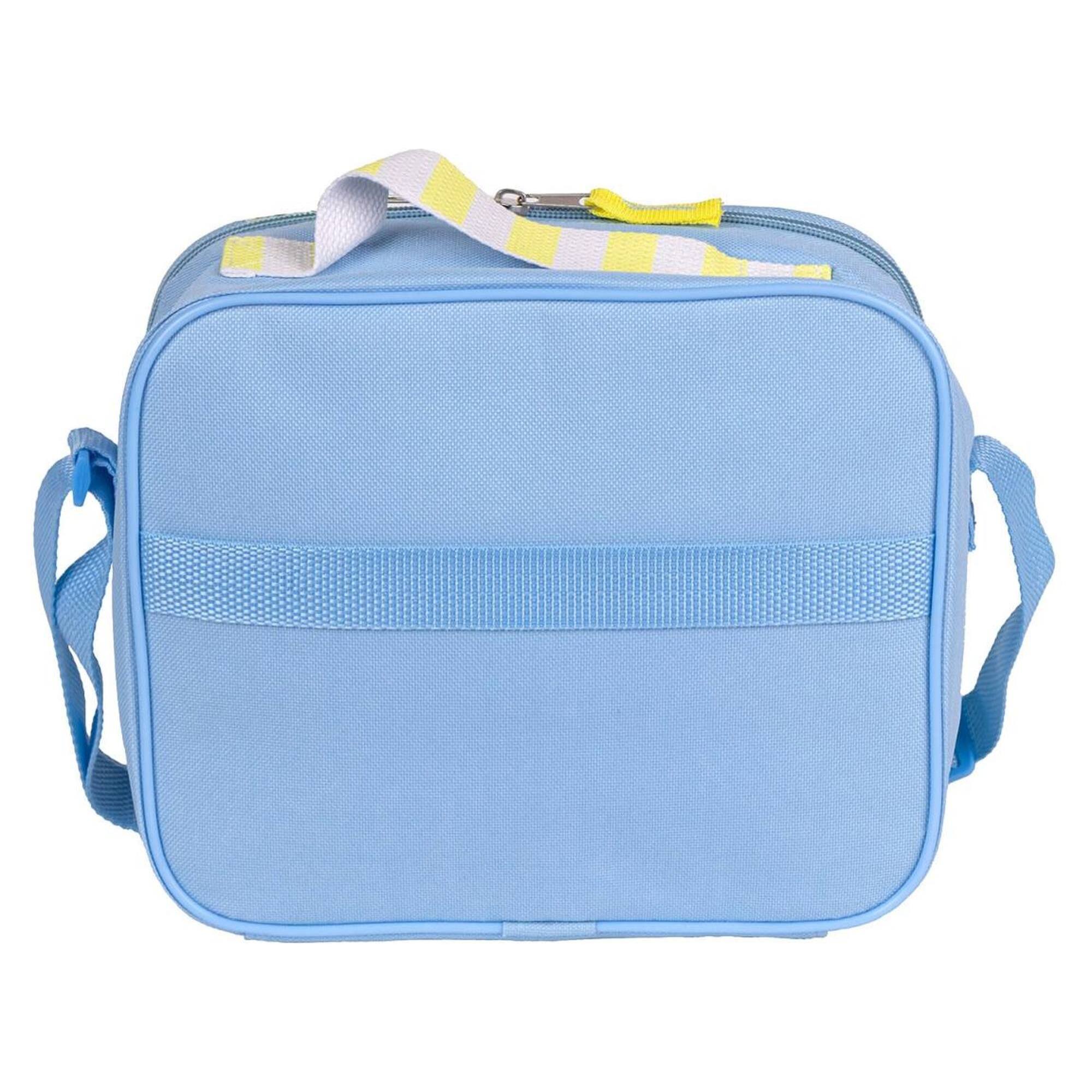 Portameriendas escolar de bluey - 23,5x19,5x10 cm - poliéster y eva - diseño bluey y bingo con cierre de cremallera y asa regulable