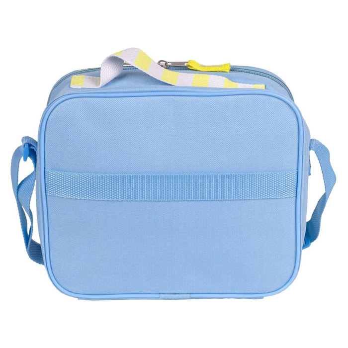 Portameriendas escolar de bluey - 23,5x19,5x10 cm - poliéster y eva - diseño bluey y bingo con cierre de cremallera y asa regulable
