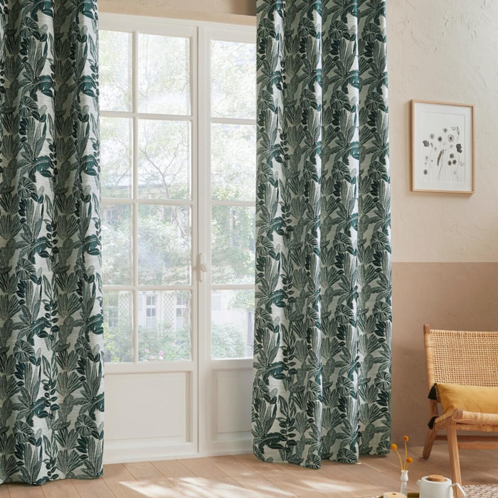 Rideau "Bejuco" motifs jacquard vert cèdre 140x260cm