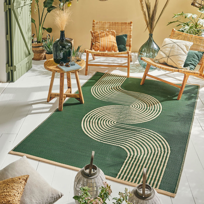 CAPRI - Tapis d'extérieur à motif vague - Vert