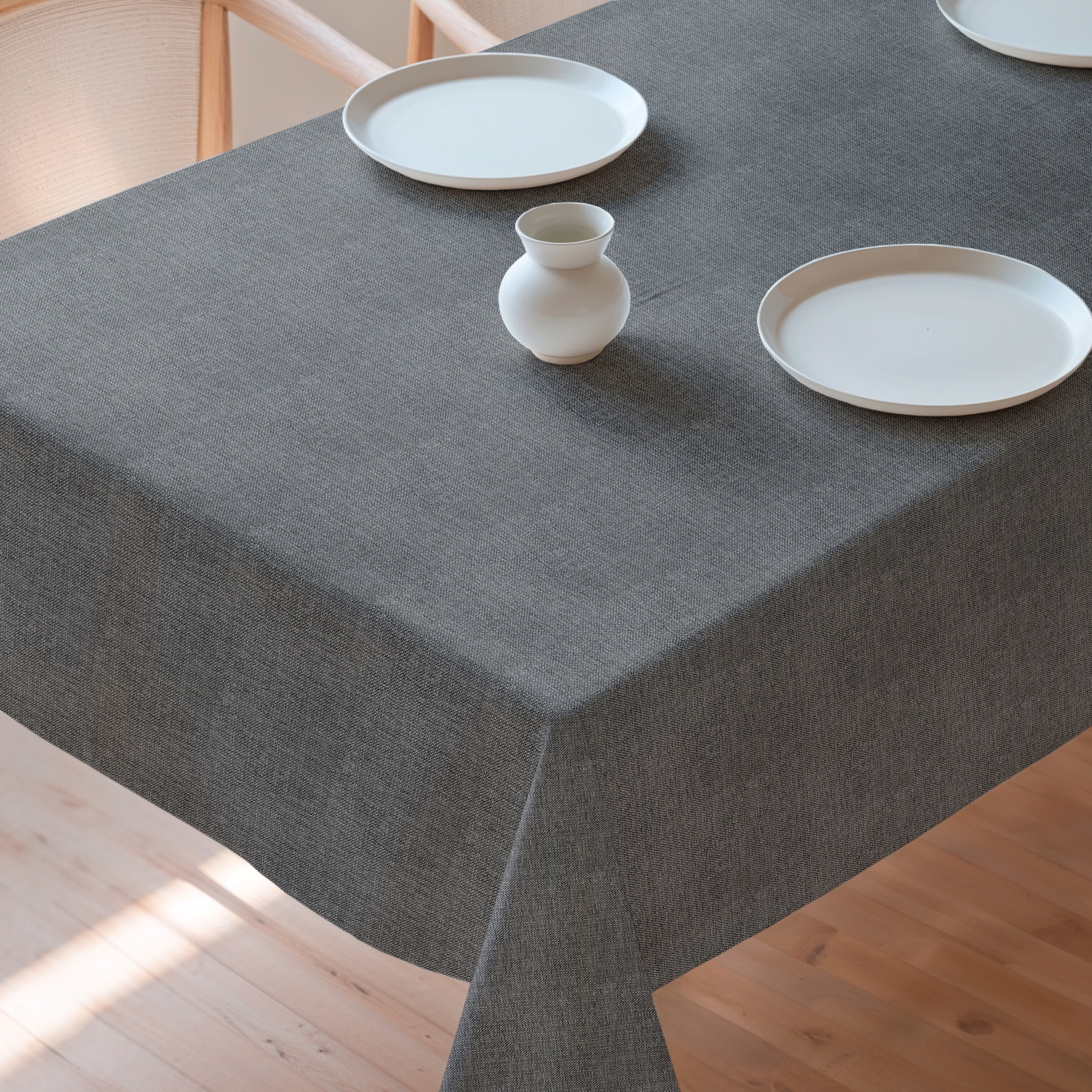 Nappe jacquard unie antitache Indra Grey