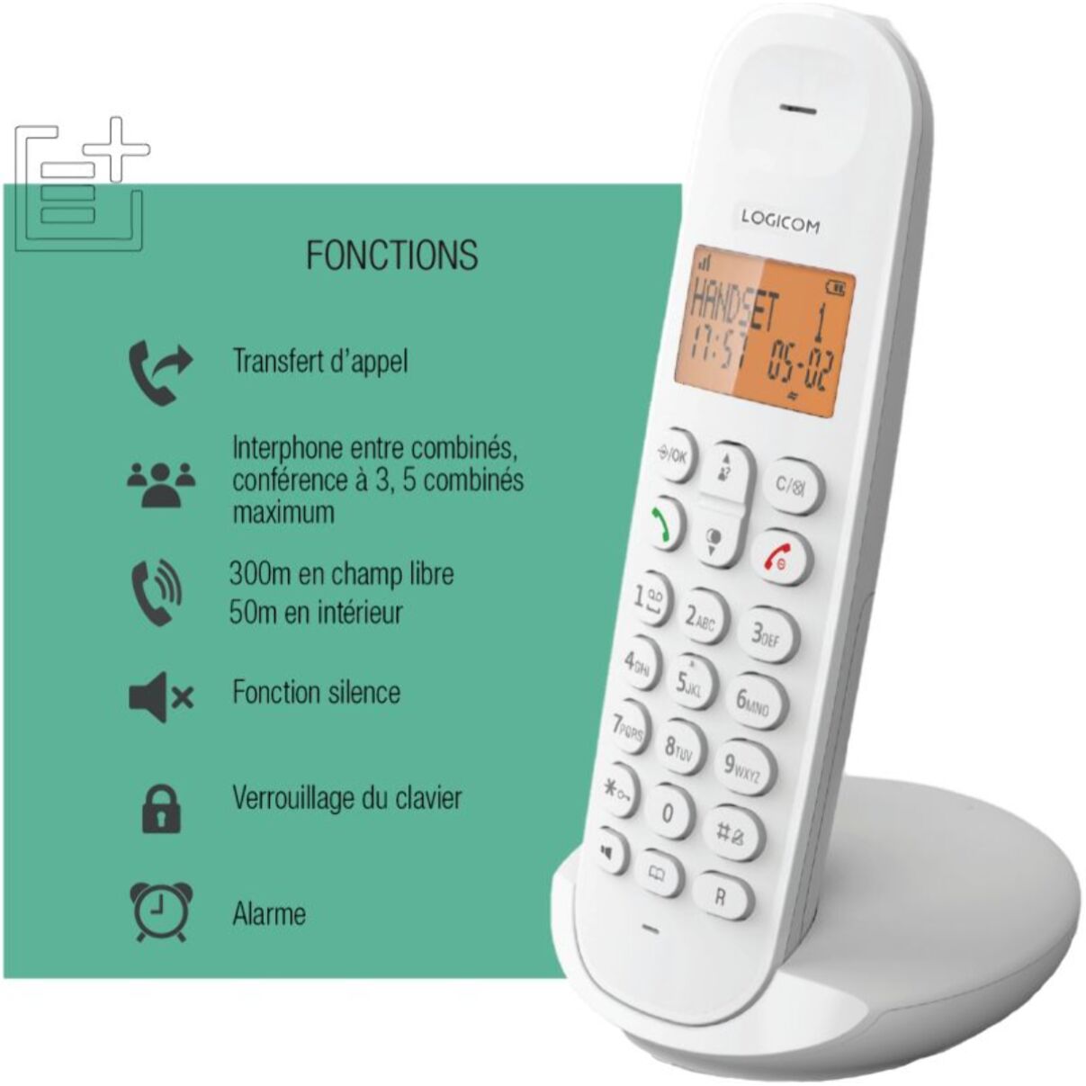 Téléphone sans fil LOGICOM Iloa 150 Solo Blanc