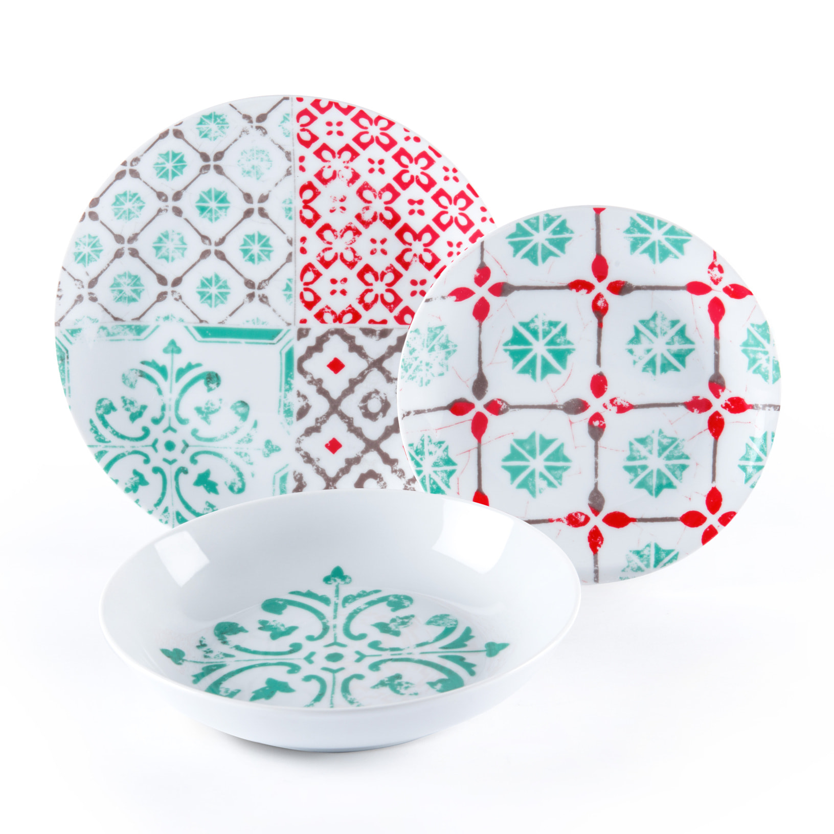 Service de table 18 pièces Excelsa – Maioliche, Porcelaine Multicolore