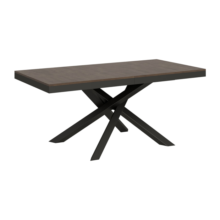 Table extensible 90x180/440 cm Volantis Evolution Noyer cadre Anthracite