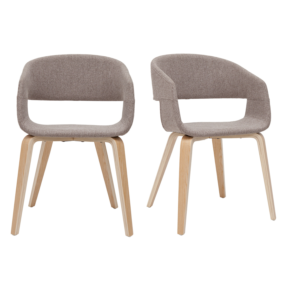 Chaises design en tissu taupe et bois clair (lot de 2) SLAM