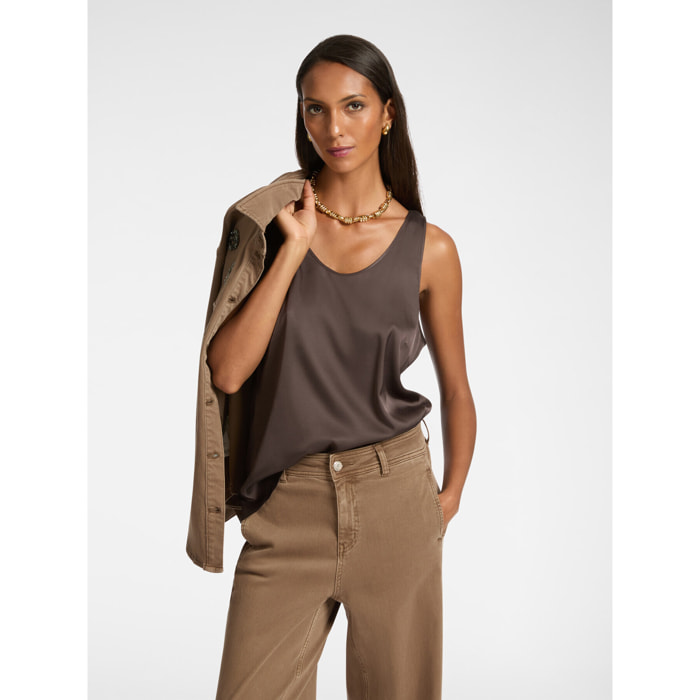 Elena Mirò - Top de raso - Marrón