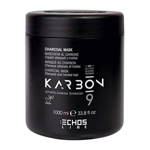 ECHOSLINE Karbon9 Charcoal Mask Al Carbone - Capelli Stressati e Trattati 1000ml