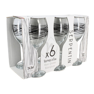 Lot de 6 verres à pied 24,5cl en verre SERPENTIN