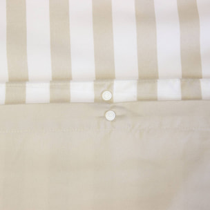 Parure de lit microfibre réversible rayures beige NÉO