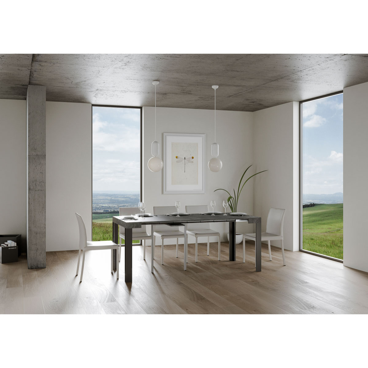 Consolle allungabile 90x40/300 cm Linea Cemento telaio Antracite.