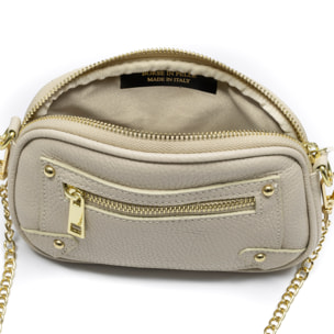 Asola borsa a tracolla, in pelle autentica finitura dollaro.