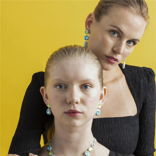 Pendientes con Ojo de Gato Verde acabado plata