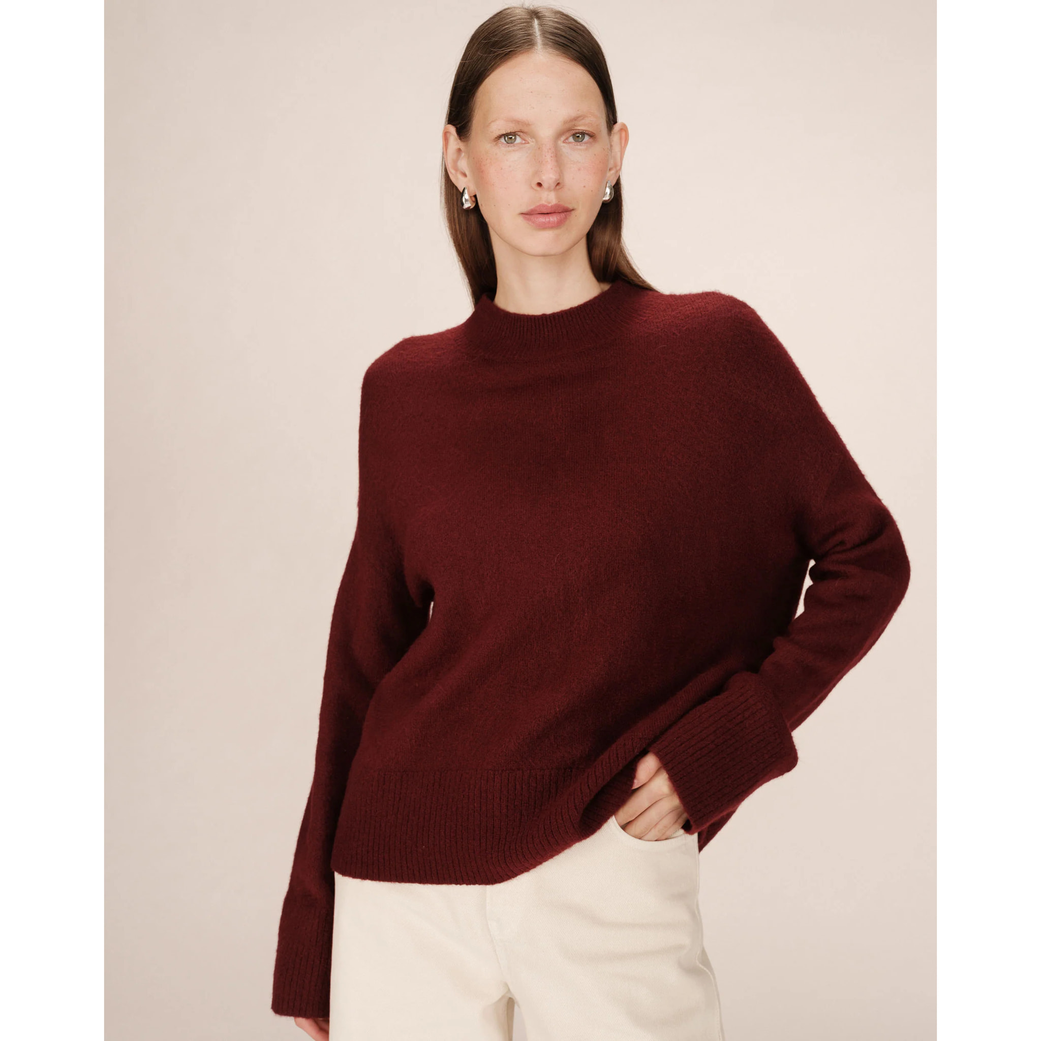 GRACE & MILA - Pull col montant bordeaux Salty | Veepee