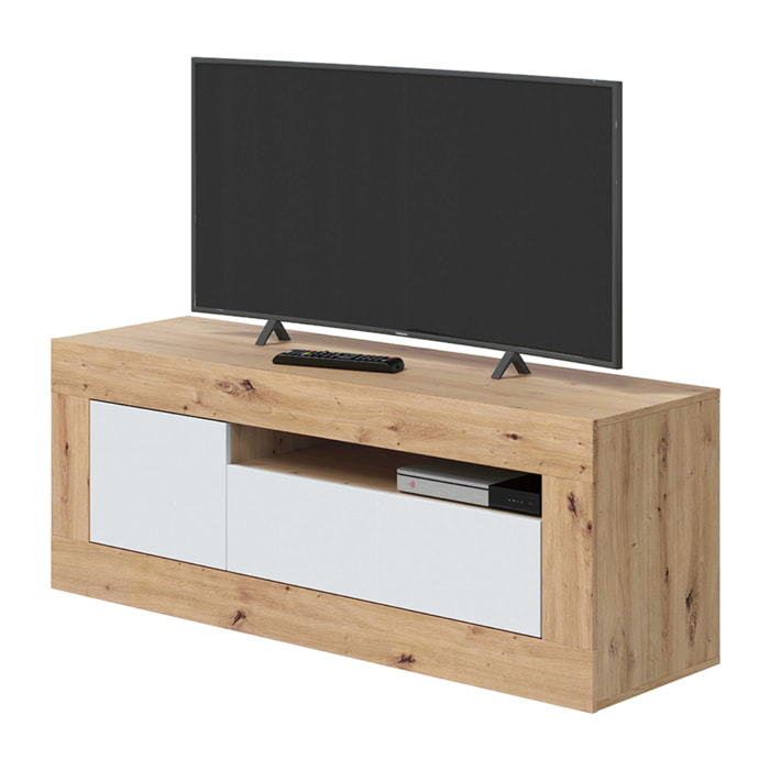 Mueble Tv 2 Puertas 53x139x42 Cm Roble Blanco Artik