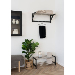 Scarpiera Padova a 2 ripiani in legno e acciaio nero 78x34 cm