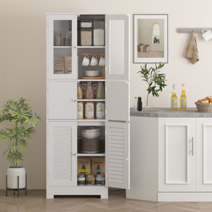 Columna de Baño Mueble Auxiliar de Baño con 6 Puertas Estantes Ajustables Antivuelco Armario de Baño Moderno 60x30x170,5 cm Blanco