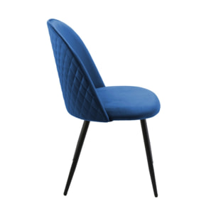 Chaise en velours dossier capitonné pieds métal Noir- SANSA