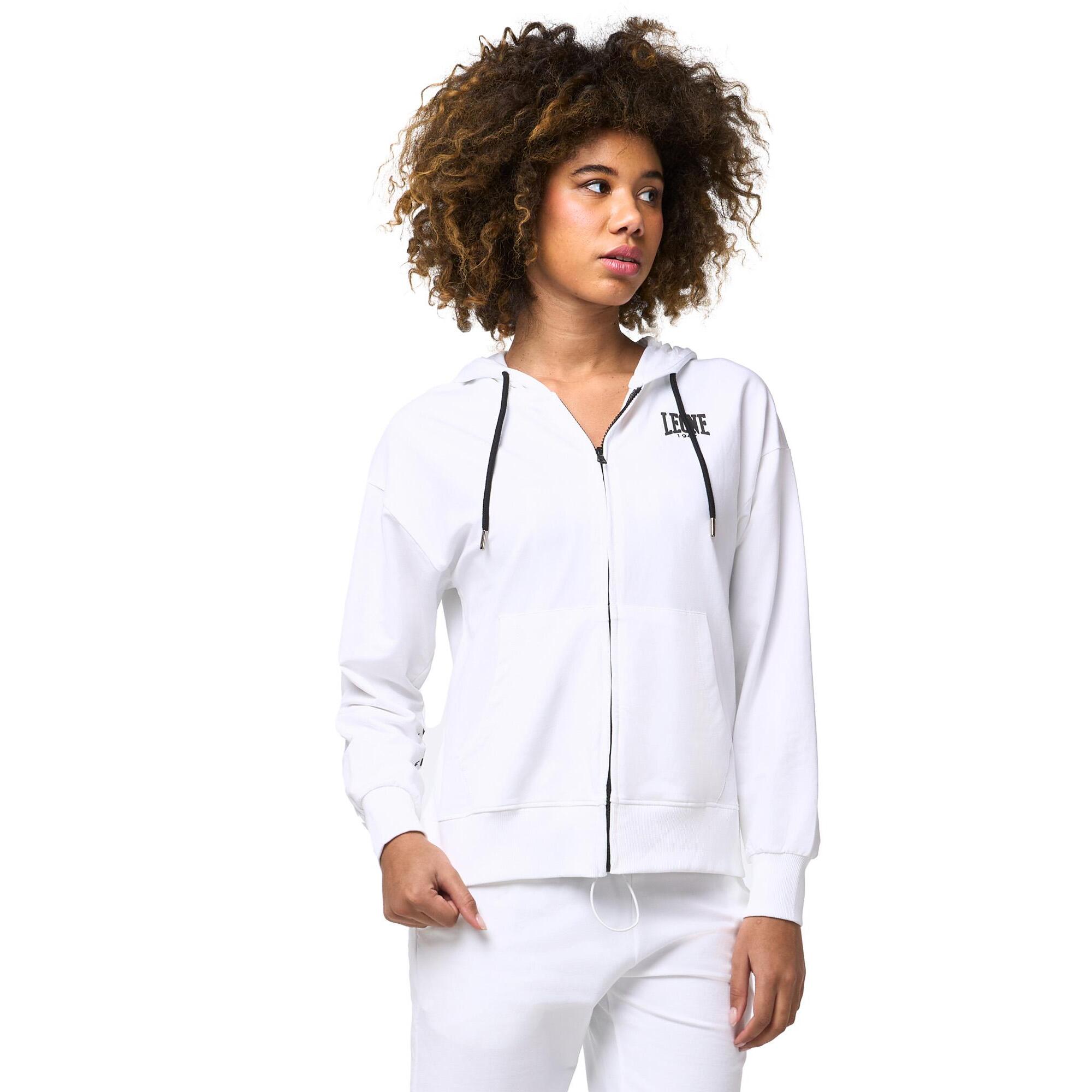 Tuta da donna con felpa con cappuccio e zip e pantalone jogger non felpata Leone Basic