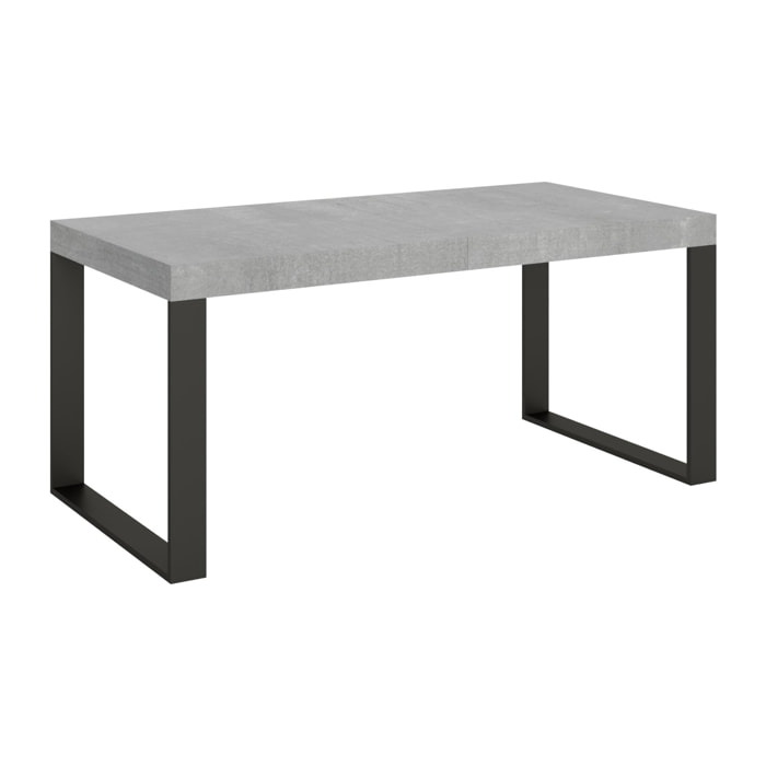 Table extensible 90x180/440 cm Tecno Gris Béton cadre Anthracite