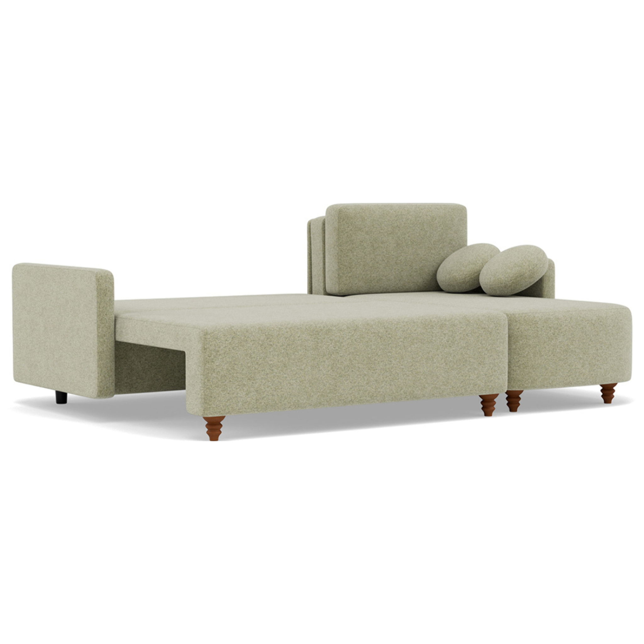 Calypso - canapé d'angle réversible 4 places convertible avec coffre en tissu - Vert sauge