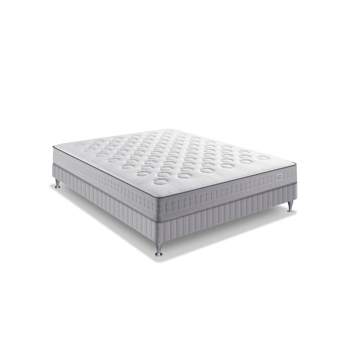 Ensemble INITIAL matelas H23 ressort ensachés, ferme, sommier