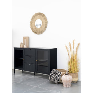 Plaid Side in cotone riciclato nero e beige 130x180 cm