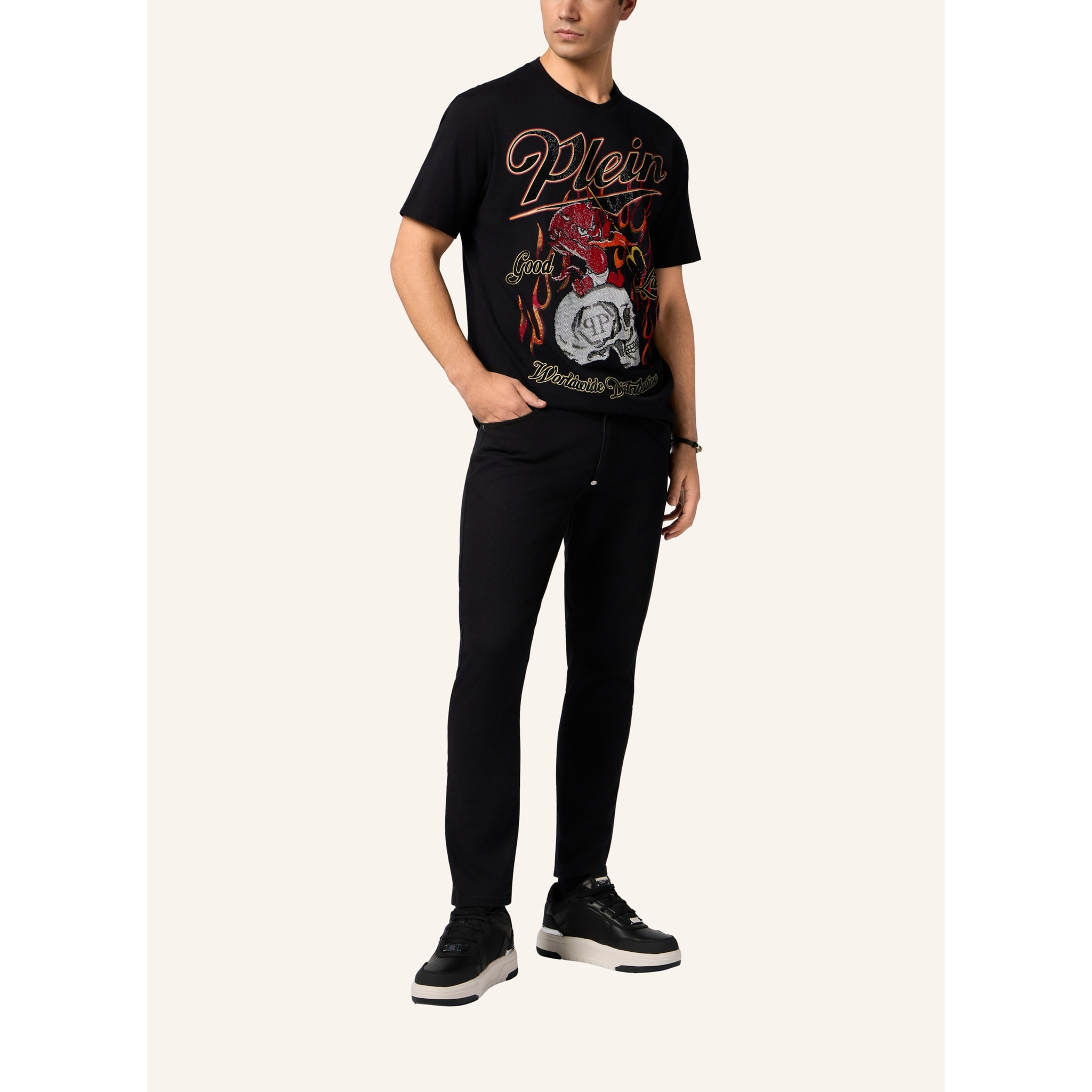 PHILIPP PLEIN Camiseta de cuello redondo y manga corta CRYSTAL