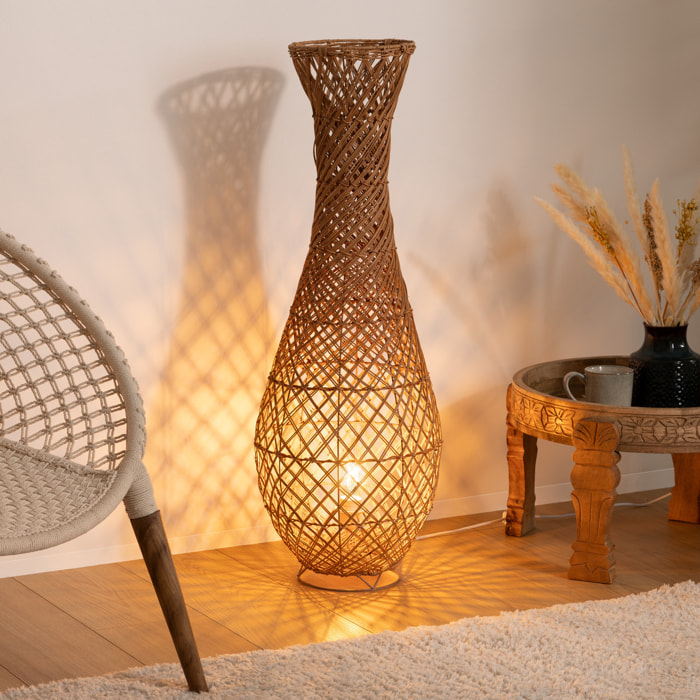 Lampadaire "Eloise" - rotin et métal - H100 cm