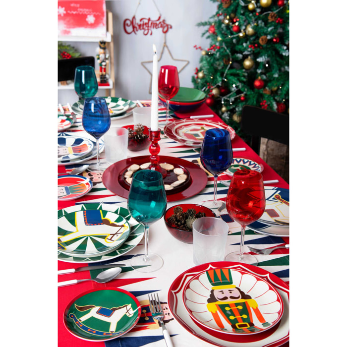 Lot de 6 assiettes à panettone Excelsa- Vintage Christmas, Porcelaine Multicolore