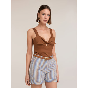 Motivi - Top corto con fiocco - Marrone