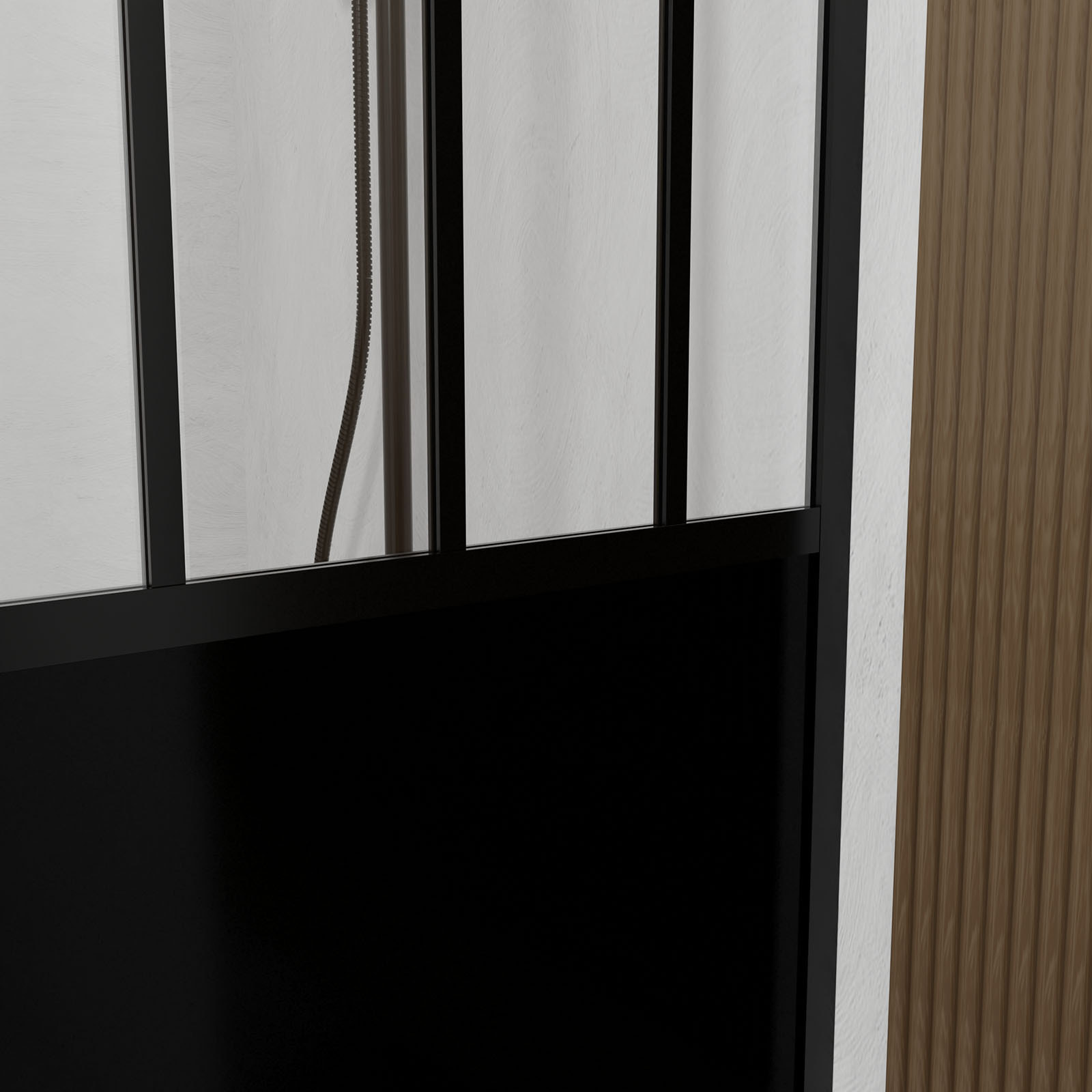 Paroi de douche a l'italienne - 100x200 cm VERRE TRANSPARENT 5mm + barre de maintien noir