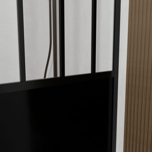 Paroi de douche a l'italienne - 100x200 cm VERRE TRANSPARENT 5mm + barre de maintien noir