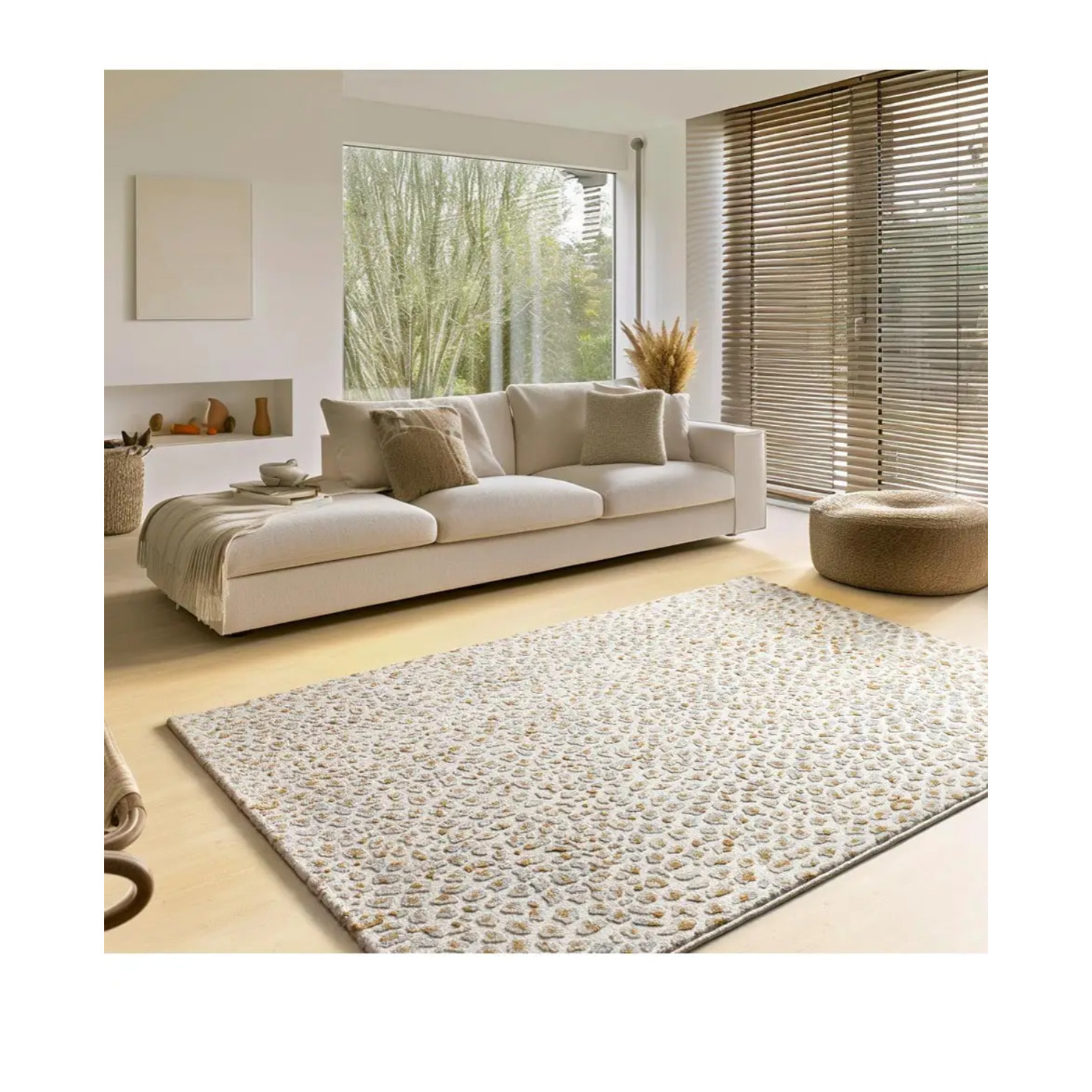 AMARA Alfombra moderna con relieve plata, varias medidas disponibles.