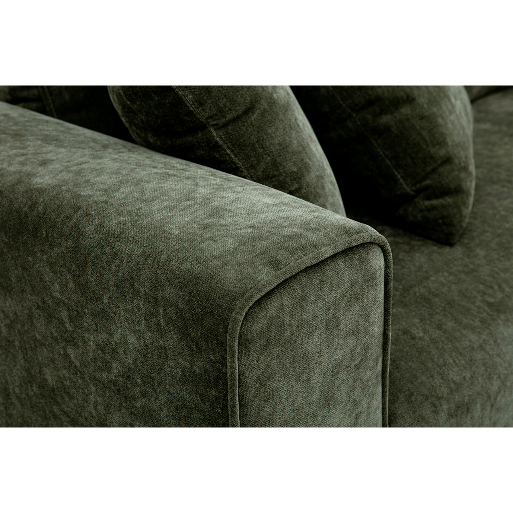 Canapé design 3 places en tissu effet velours vert kaki PEPPER