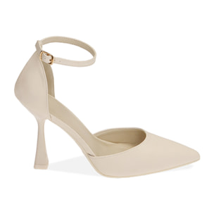 Zapatos de salón color crema, tacón de 9,5 cm