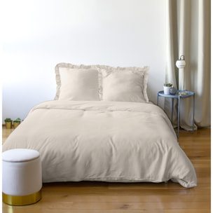 Parure housse de couette polyester beige
