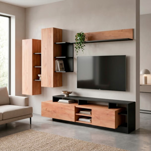 Parete attrezzata mobile da soggiorno mobile da tv moderno  260 x  43.6 x 171.5 cm Rovere e Antracite