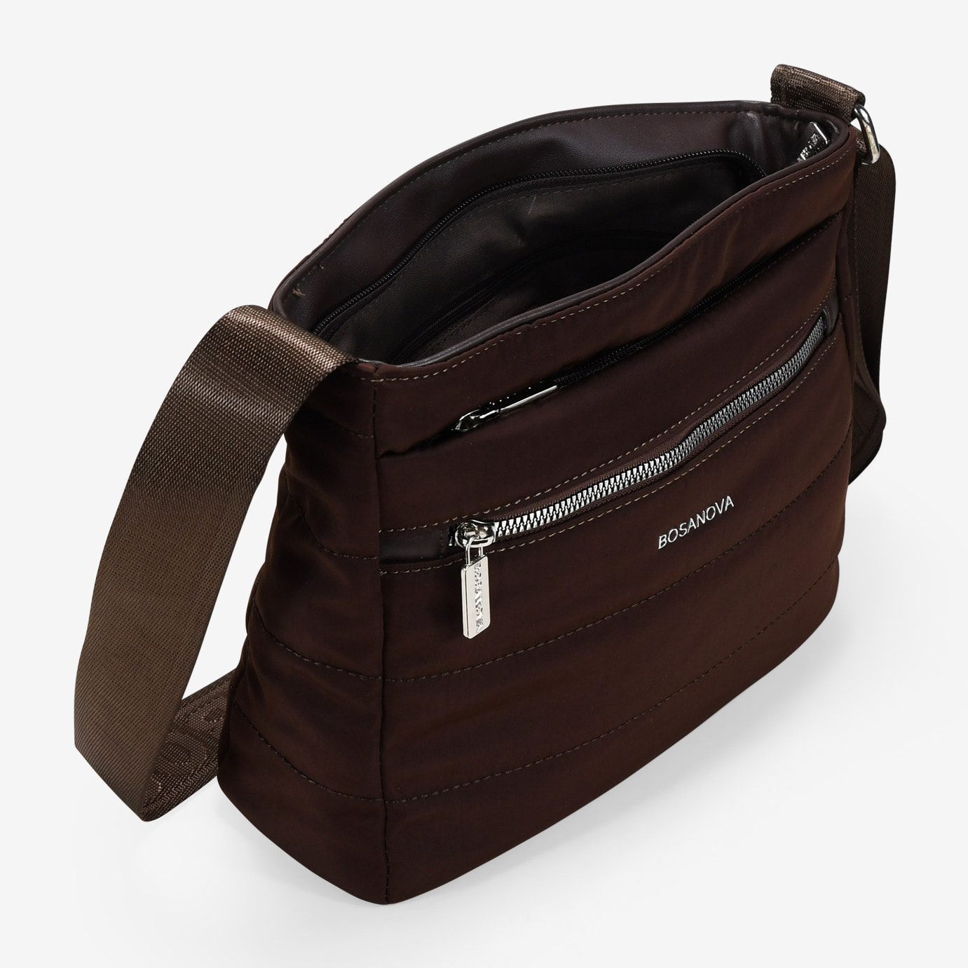 Bolso bandolera marrón con cremallera