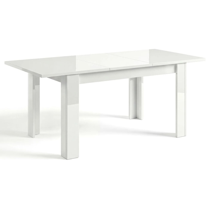 Mesa de comedor extensible en blanco brillo 140-190x90 cm Sira Blanco Brillo