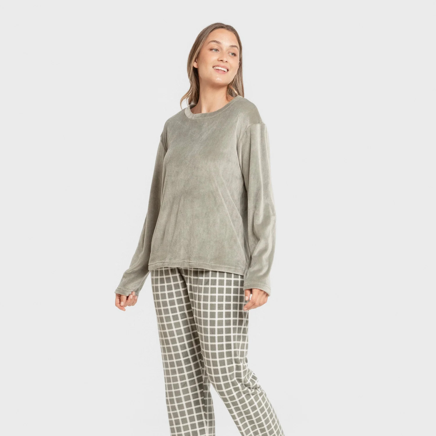 Pigiama in velluto super soft da donna cuadro roberto verde caccia