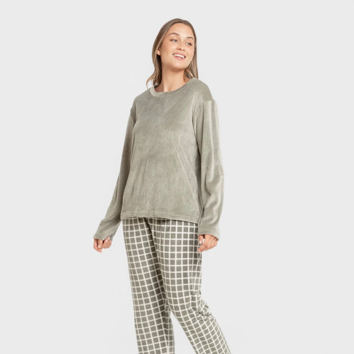 Pigiama in velluto super soft da donna cuadro roberto verde caccia