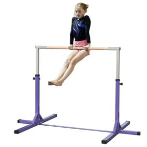 Barra de Gimnasia para Niños de +3 Años Barra de Entrenamiento con Altura Ajustable 92-150 cm Barra Horizontal de Gimnasia Carga 75 kg 194x121x150 cm Violeta