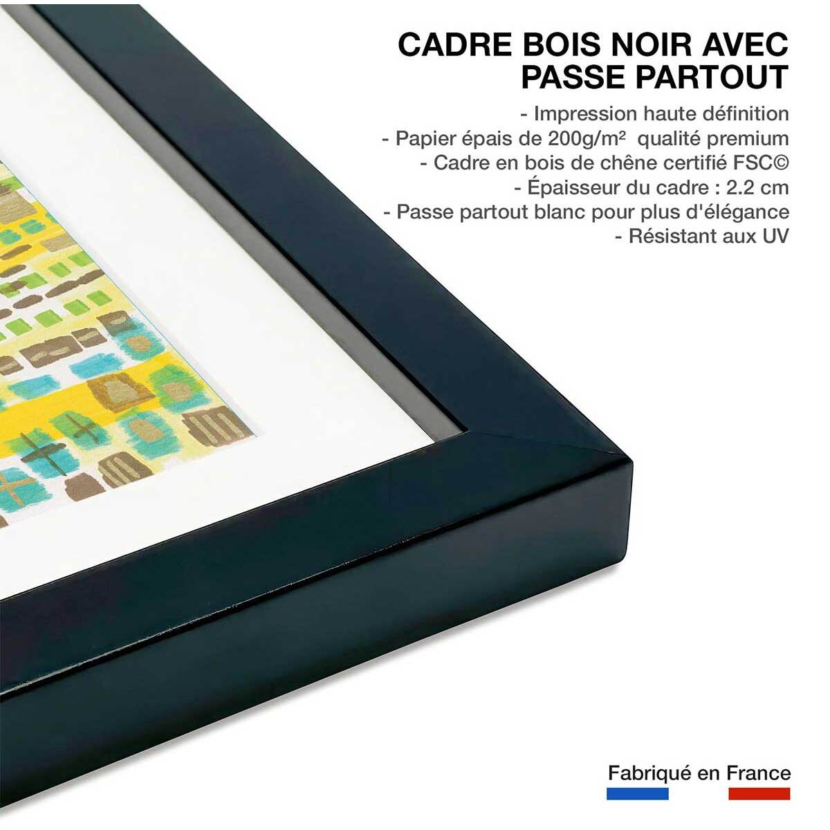 Poster vertikal block Affiche + cadre en bois - Noir