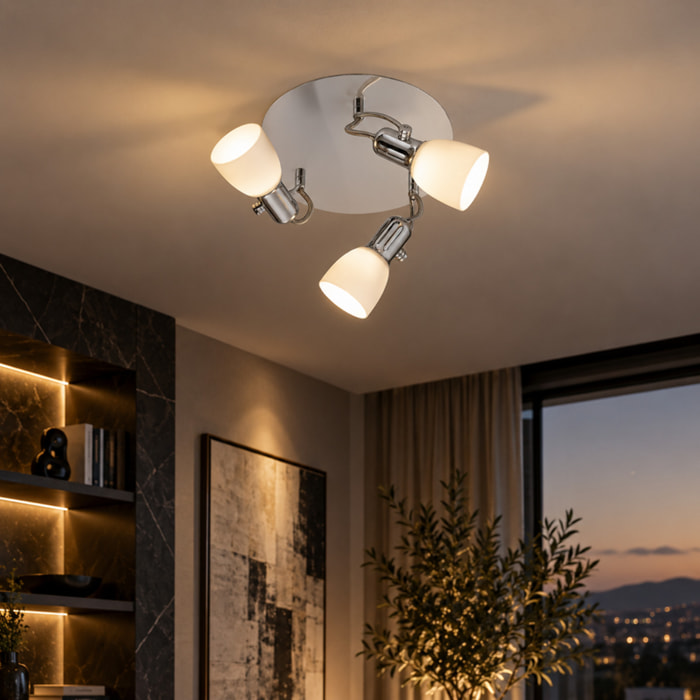 Plafoniera con faretti e dettagli in ceramica
