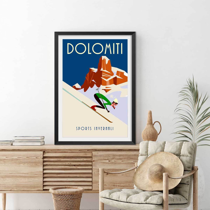 Poster ski et dolomites Affiche seule