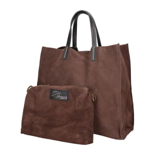 Borsa a mano da donna Made in Italy - Modello Novara Lux - Pelle Scamosciata - 34.5 x 32.0 x 17.0 cm